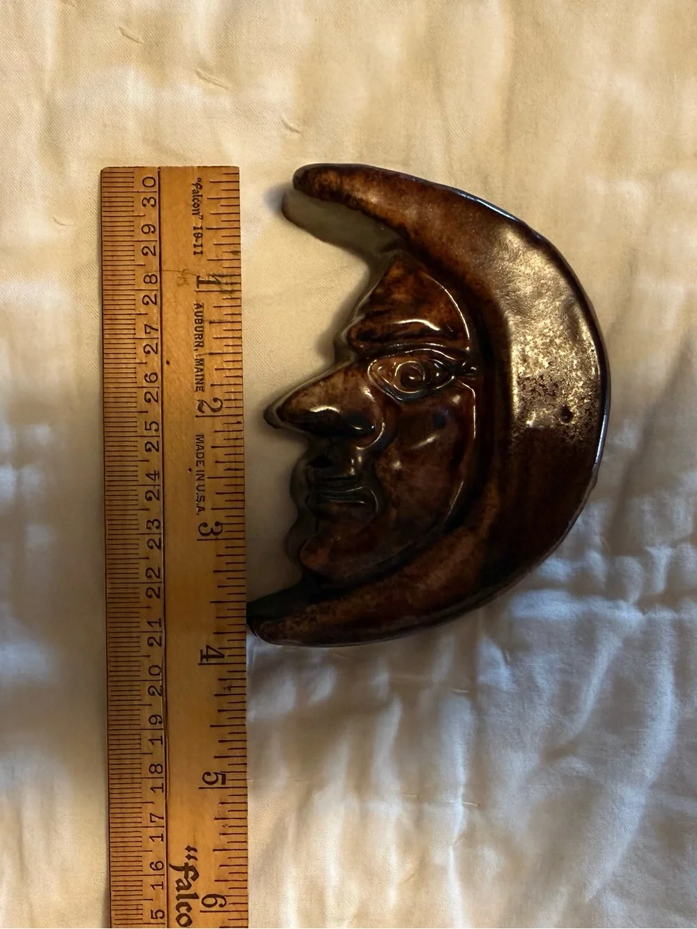 Mercer Moravian  Glazed Ceramic Crescent Moon Tile, Bucks County, PA